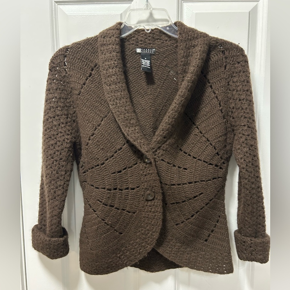 Carole Little brown wool knit sweater